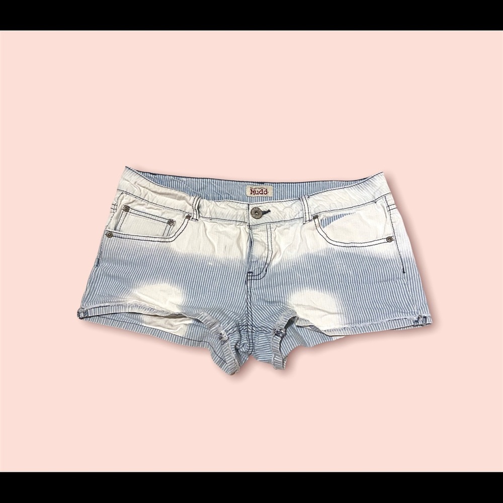 Mudd white and blue striped mini shorts.